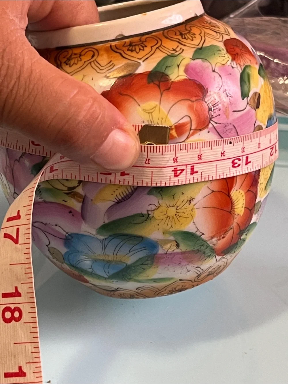 Hand-Painted Floral Ceramic Vase — Multicolor Accent